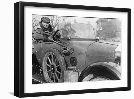 Volunteer Women Drivers in a Wolseley, Donated Towards the War Effort, Cambridge, World War I, 1915-null-Framed Giclee Print