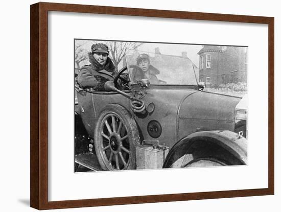 Volunteer Women Drivers in a Wolseley, Donated Towards the War Effort, Cambridge, World War I, 1915-null-Framed Giclee Print