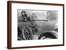 Volunteer Women Drivers in a Wolseley, Donated Towards the War Effort, Cambridge, World War I, 1915-null-Framed Giclee Print