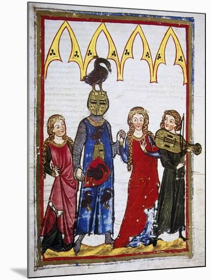 Von Hiltbolt Schwangau (1221-1254), Dancing after a Win. Codex Manesse (Ca.1300)-null-Mounted Giclee Print