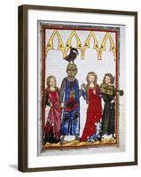 Von Hiltbolt Schwangau (1221-1254), Dancing after a Win. Codex Manesse (Ca.1300)-null-Framed Giclee Print