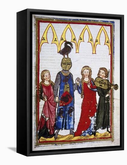 Von Hiltbolt Schwangau (1221-1254), Dancing after a Win. Codex Manesse (Ca.1300)-null-Framed Stretched Canvas