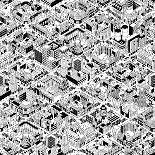City Urban Blocks Seamless Pattern (Large) in Isometric Projection is Hand Drawing with Perimeter B-vook-Art Print