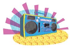 Retro Boom-Box-vook-Art Print