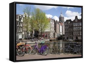 Voorburgwal Canal and Nicolaaskirk, Amsterdam, Holland, Europe-Frank Fell-Framed Stretched Canvas