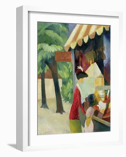 Vor Dem Hutladen (Frau Mit Roter Jacke Und Kind), 1913-Auguste Macke-Framed Giclee Print