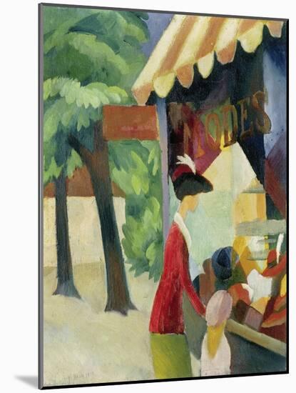 Vor Dem Hutladen (Frau Mit Roter Jacke Und Kind), 1913-Auguste Macke-Mounted Giclee Print