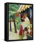 Vor Dem Hutladen (Frau Mit Roter Jacke Und Kind), 1913-Auguste Macke-Framed Stretched Canvas