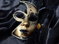 Gold A Carnival Mask With Black Feathers-voronin76-Framed Art Print