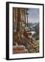 Vosges, France - View of a Lumberjack Carrying Wood, View of the Garardmer Valley, c.1920-Lantern Press-Framed Art Print