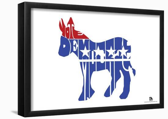 Vote Democrat Text Poster-null-Framed Poster