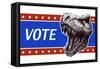 Vote - Presidential Election Poster with Trex Head. Vector Illustration-RLRRLRLL-Framed Stretched Canvas