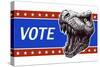 Vote - Presidential Election Poster with Trex Head. Vector Illustration-RLRRLRLL-Stretched Canvas