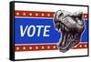 Vote - Presidential Election Poster with Trex Head. Vector Illustration-RLRRLRLL-Framed Stretched Canvas