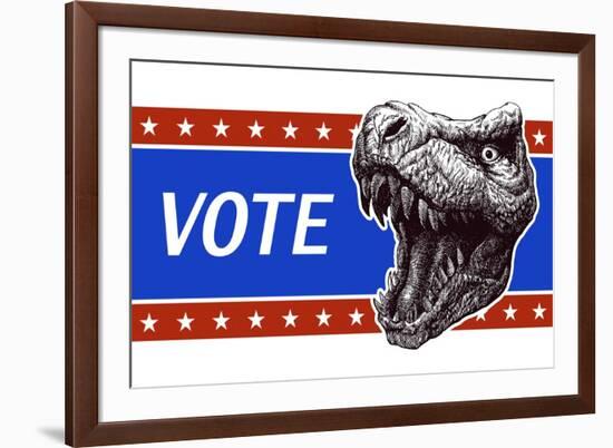 Vote - Presidential Election Poster with Trex Head. Vector Illustration-RLRRLRLL-Framed Art Print