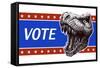 Vote - Presidential Election Poster with Trex Head. Vector Illustration-RLRRLRLL-Framed Stretched Canvas
