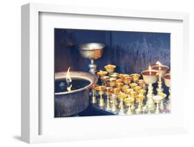 Votive candles, Boudhanath Stupa, UNESCO World Heritage Site, Kathmandu, Nepal, Asia-G&M Therin-Weise-Framed Photographic Print