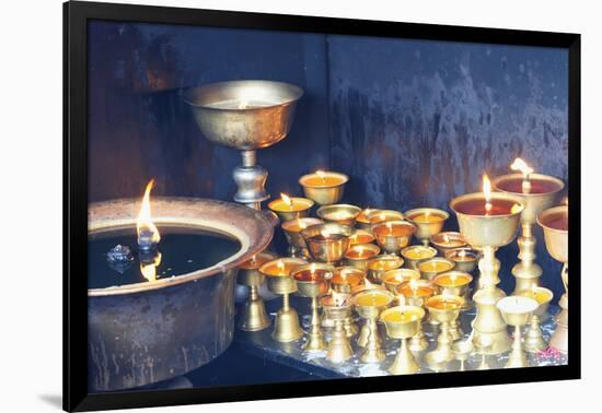 Votive candles, Boudhanath Stupa, UNESCO World Heritage Site, Kathmandu, Nepal, Asia-G&M Therin-Weise-Framed Photographic Print