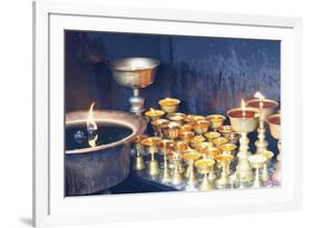 Votive candles, Boudhanath Stupa, UNESCO World Heritage Site, Kathmandu, Nepal, Asia-G&M Therin-Weise-Framed Photographic Print