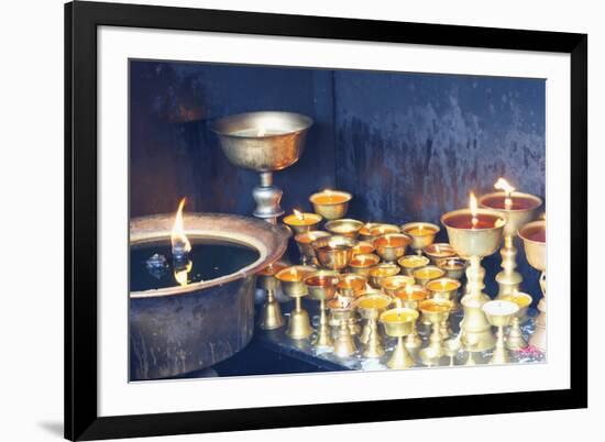 Votive candles, Boudhanath Stupa, UNESCO World Heritage Site, Kathmandu, Nepal, Asia-G&M Therin-Weise-Framed Photographic Print