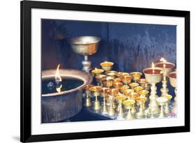 Votive candles, Boudhanath Stupa, UNESCO World Heritage Site, Kathmandu, Nepal, Asia-G&M Therin-Weise-Framed Photographic Print