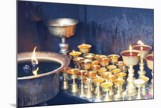 Votive candles, Boudhanath Stupa, UNESCO World Heritage Site, Kathmandu, Nepal, Asia-G&M Therin-Weise-Mounted Photographic Print