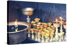 Votive candles, Boudhanath Stupa, UNESCO World Heritage Site, Kathmandu, Nepal, Asia-G&M Therin-Weise-Stretched Canvas