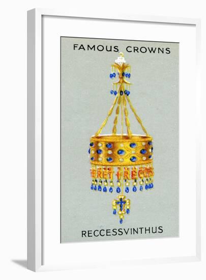 Votive Crown of King Recceswinth, Made of Gold, Rock Crystal, Pearls and Sapphires, 1938-null-Framed Giclee Print