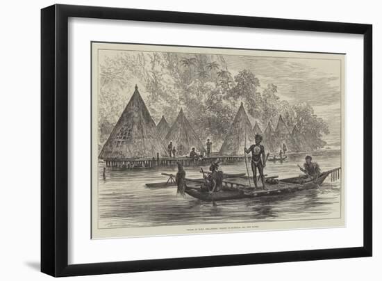 Voyage of HMS Challenger, Village in Humboldt Bay, New Guinea-null-Framed Giclee Print