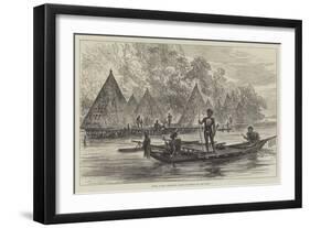 Voyage of HMS Challenger, Village in Humboldt Bay, New Guinea-null-Framed Giclee Print