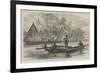 Voyage of HMS Challenger, Village in Humboldt Bay, New Guinea-null-Framed Giclee Print