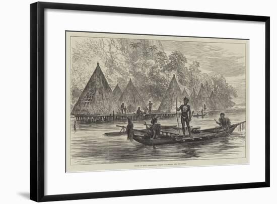 Voyage of HMS Challenger, Village in Humboldt Bay, New Guinea-null-Framed Giclee Print