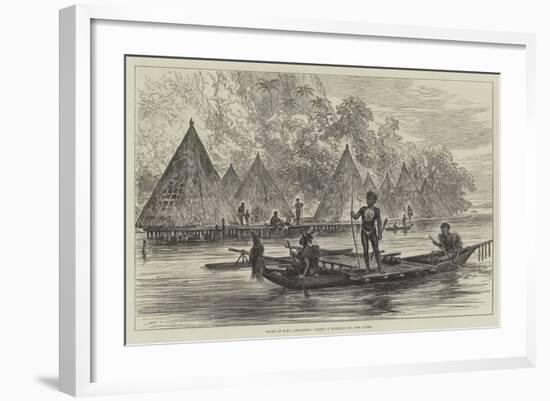 Voyage of HMS Challenger, Village in Humboldt Bay, New Guinea-null-Framed Giclee Print