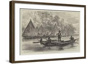 Voyage of HMS Challenger, Village in Humboldt Bay, New Guinea-null-Framed Giclee Print