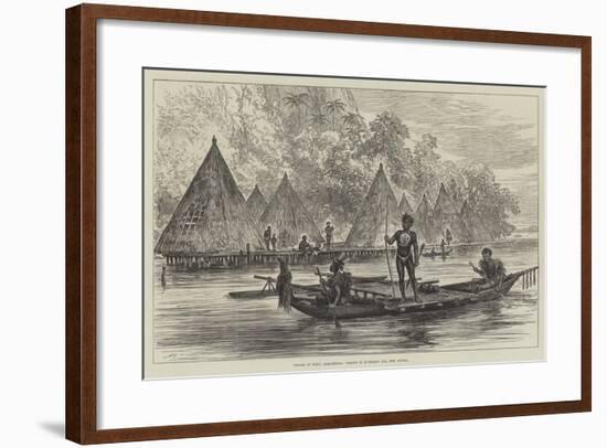 Voyage of HMS Challenger, Village in Humboldt Bay, New Guinea-null-Framed Giclee Print