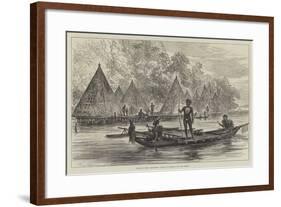 Voyage of HMS Challenger, Village in Humboldt Bay, New Guinea-null-Framed Giclee Print