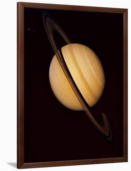 Voyager 1 Image of Saturn & Three of Its Moons-null-Framed Photographic Print