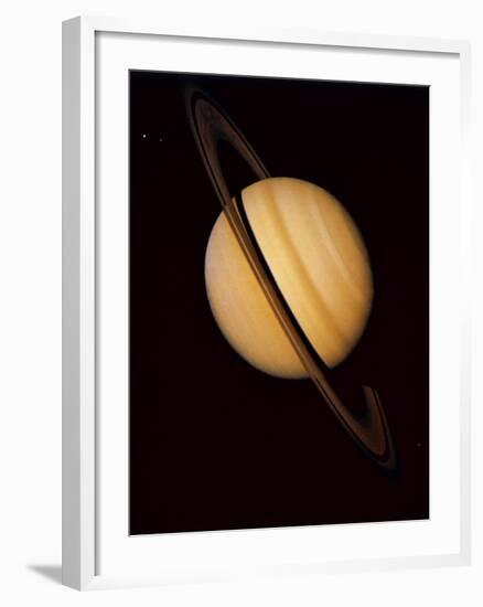 Voyager 1 Image of Saturn & Three of Its Moons-null-Framed Photographic Print