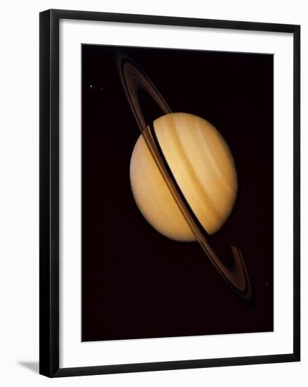 Voyager 1 Image of Saturn & Three of Its Moons-null-Framed Photographic Print