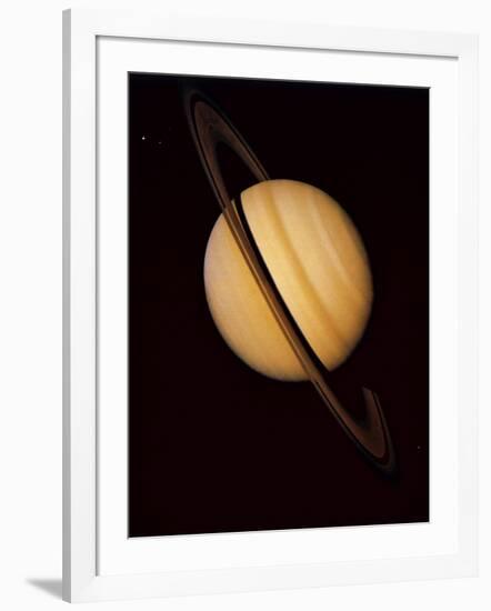 Voyager 1 Image of Saturn & Three of Its Moons-null-Framed Photographic Print