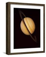 Voyager 1 Image of Saturn & Three of Its Moons-null-Framed Photographic Print