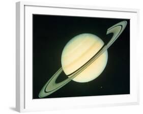 Voyager 1 Photo of Saturn & Its Rings-null-Framed Photographic Print