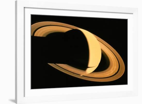Voyager 1 Photograph of Saturn & Its Ring System-null-Framed Photographic Print