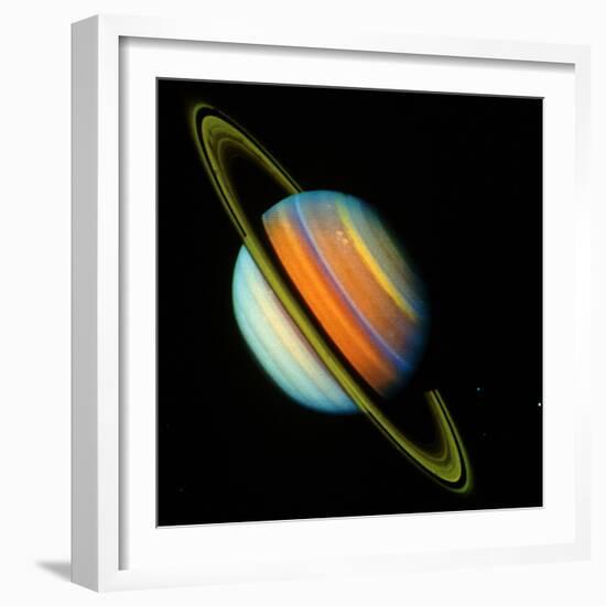 Voyager 2 Image of Saturn & Its Rings-null-Framed Premium Photographic Print