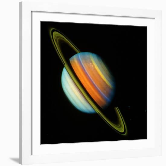 Voyager 2 Image of Saturn & Its Rings-null-Framed Photographic Print