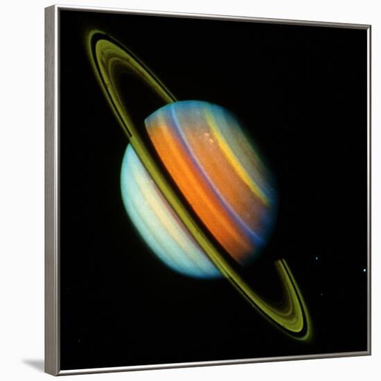 Voyager 2 Image of Saturn & Its Rings-null-Framed Photographic Print