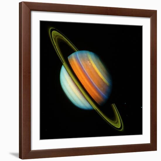 Voyager 2 Image of Saturn & Its Rings-null-Framed Photographic Print