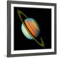 Voyager 2 Image of Saturn & Its Rings-null-Framed Photographic Print