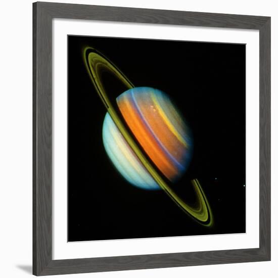 Voyager 2 Image of Saturn & Its Rings-null-Framed Photographic Print