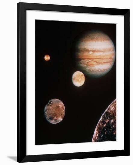 Voyager Mosaic of Jupiter & Its 4 Galilean Moons-null-Framed Photographic Print